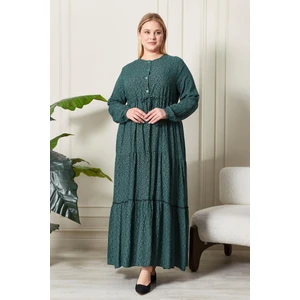 Kadın Büyük Beden Çıtır Kumaş Düğmeli Elbise