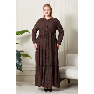 Kadın Büyük Beden Çıtır Kumaş Düğmeli Elbise