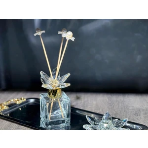 Bambu Çubuklu Dekoratif Kristal Kokusu Şişesi Şeffaf