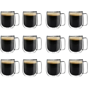 Mis Kitchen  - 12 Tane Geniş Aileler Için Ideal  Çift Cidarlı Camdan Üretilmiş Çift Cidarlı Lüks Soğuk ve Sıcak Içecek Bardağı   MK00003KD