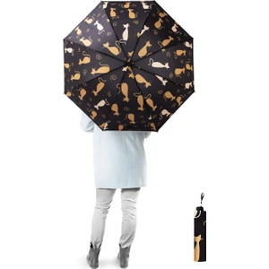 Kedi Desenli Yarasa Model 8 Telli Rüzgara Dayanıklı Manuel Şemsiye MARLUX393R01