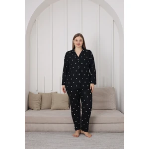 Kadın Gömlek Yaka Büyük Beden Süet Dokulu Alt Üst Pijama Takım