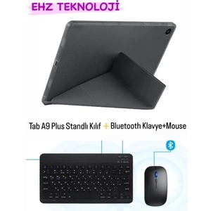 Samsung Galaxy Tab A9 Plus 11 Inç Uyumlu Standli Tablet Kilif + Bluetoothlu Klavye Mouse