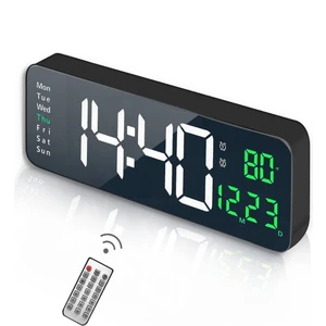 Lms Kumandalı Büyük Hd LED Ekranlı Dijital Masa Duvar Saati Aynalı Elektronik Saat Sıcaklık Tarih