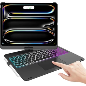 Apple iPad Pro 11INÇ M4 2024 Kılıf Kablosuz Dönebilen Klavyeli Kılıf Keyboard A2836 A2837 A3006