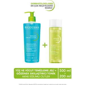 Bioderma sebium Foaming Gel Ciltler Temizleme Jeli 500ml & Gözenek Sıkılaştırıcı Tonik
