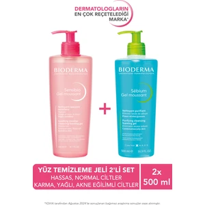 Hassas ve Normal Ciltler - Karma - Yağlı - Akne Eğilimli Ciltler İçin Yüz Temizleme Jeli 2'li Set