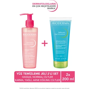 Hassas ve Normal Ciltler - Karma - Yağlı - Akne Eğilimli Ciltler İçin Yüz Temizleme Jeli 2'li Set