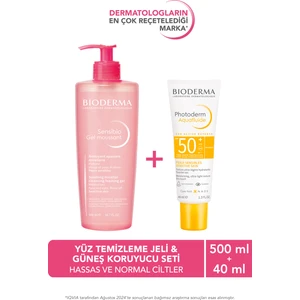 Hassas ve Normal Ciltler Micellar Yüz Temizleme Jeli & Yüksek Korumalı Yüz Güneş Kremi 2'li Set