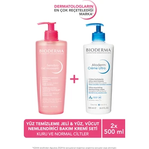 Normal Ciltler Micellar Yüz Temizleme Jeli & Kuru Ciltler Nemlendirici Yüz, Vücut Kremi 2'li Set