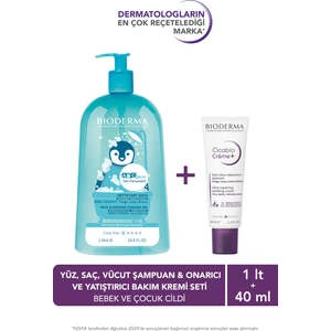 Onarıcı, Yatıştırıcı Bakım Kremi & Bebek ve Çocuk 1 Lt Yüz, Saç, Vücut Şampuanı 2'li Set
