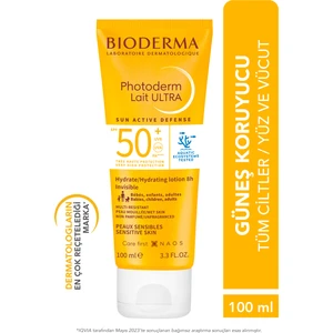 Photoderm Lait Ultra SPF50+ Tüm Ciltler için Yüksek Koruma Süt Formda Yüz, Vücut Güneş Kremi 100 ml