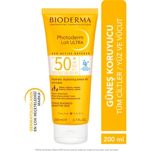 Photoderm Lait Ultra SPF50+ Tüm Ciltler için Yüksek Koruma Süt Formda Yüz, Vücut Güneş Kremi 200 ml