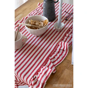 40 x 125  cm  Vintage Fırfırlı  Keten Pamuklu Amerikan Runneri,amerikan Servis