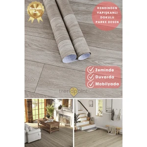 Kendinden Yapışkanlı 60 cm×500 cm Parke Görünümlü Premium Zemin Duvar Kağıdı Dolap Kaplama