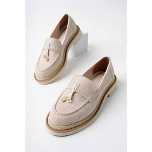 Marshetta Shoes Loressa Model Bej Keten Kadın Loafer Günlük Ayakkabı