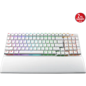 Rog Strıx Scope Iı 96 Wıreless Oyuncu Klavyesi Rog Nx Snow Mekanik Swıtch Aura Sync Rgb ve Bilek Desteği Ingilizce Beyaz