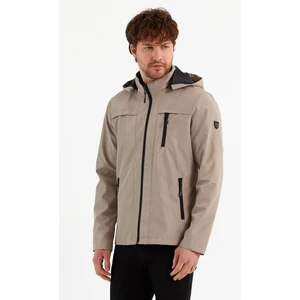 Yeni Sezon Erkek Krem Kapüşonlu İç Cepli Su Ve Rüzgar Geçirmez Mevsimlik&Yazlık Mont