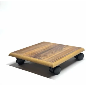 Mavi Trend Kare Ahşap Saksı Altlığı Damacana Tüp Saksı Sehpası Tekerlekli 30x30 Cm
