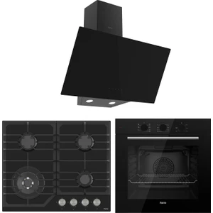 Flowart Nt Asimetrik Seriisi 3'lü Siyah Ankastre Set ( QBL62CS-NT025-D077 )