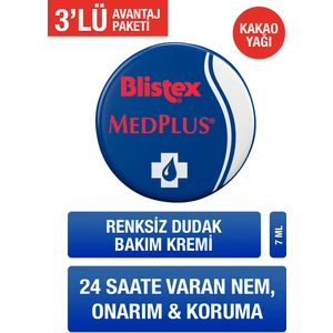 3 x  Kuruyan Ve Çatlayan Dudaklara Yoğun Bakım (kavanoz) Medplus Jar 7 ml