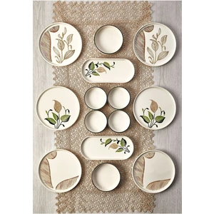 Kitchen Life 14 Parça 6 Kişilik Barış Çiçeği Stackable Kahvaltı Takımı - Kahvaltılık Sunum Tabağı