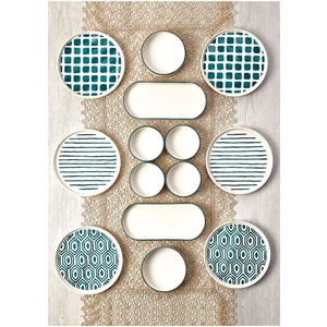 Kitchen Life 14 Parça 6 Kişilik Neometric Stackable Kahvaltı Takımı - Kahvaltılık  Sunum Tabağı
