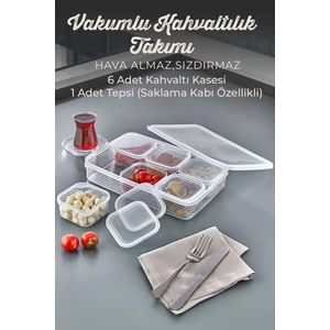 7 Parça Vakum Kapaklı Sızdırmaz Hava Almaz Kahvaltıık Seti - Kahvaltılık