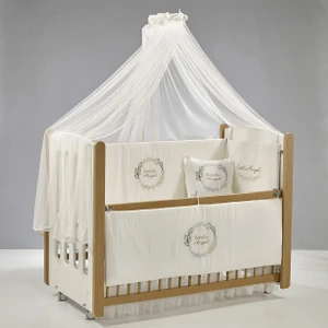 Meltem Smart Mia Anne Yanı Ahşap Sallanır Beşik 60x120 cm (naturel-angel)