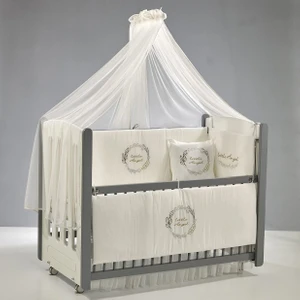 Meltem Smart Mia Anne Yanı Ahşap Sallanır Beşik 60x120 cm (gri-angel)