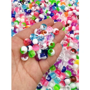Ebruli Boncuk 12 mm Büyük Delikli Renkli Boncuk Takı Yapımı Bead (50 Gram)