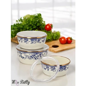 Miss Betty Blue Life 3'lü Emaye Saklama Kabı 14-16-18 cm