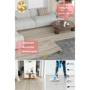 Kendinden Yapışkanlı 60 cm×500 cm Parke Görünümlü Premium Zemin Duvar Kağıdı Dolap Kaplama