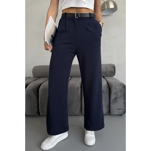 Kadın Kemerli Likralı  Palazzo Pantolon