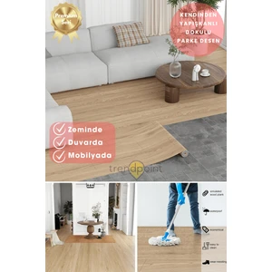 Kendinden Yapışkanlı 60 cm×100 cm Parke Görünümlü Premium Zemin Duvar Kağıdı Dolap Kaplama