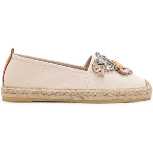 Kadın Bej Taşlı Deri Espadril 25SFD20546F