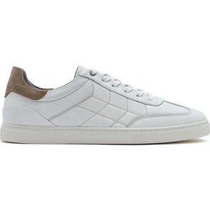 Erkek Beyaz Bağcıklı Deri Sneaker 25SFD674818