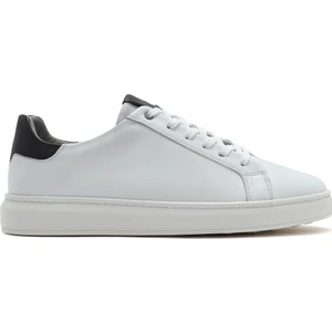 Erkek Beyaz Bağcıklı Deri Sneaker 25SFD674718