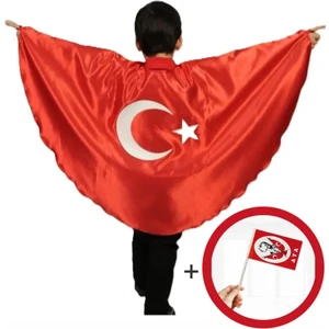 Türk Bayraklı Pelerin -Okul Gösteri Kostümü