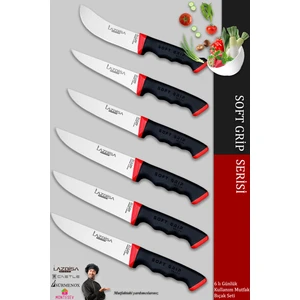 Soft Grip Mutfak Bıçak Seti Et Ekmek Sebze Bıçağı 6 Lı Set Günlük Kullanım ( Mtf-060 )