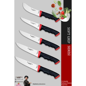 Soft Grip Mutfak Bıçak Seti Et Ekmek Sebze Bıçağı 5 Li Set Günlük Kullanım ( Mtf-784 )