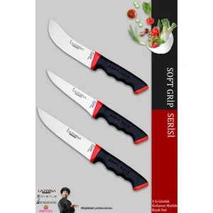 Soft Grip Mutfak Bıçak Seti Et Ekmek Sebze Bıçağı 3 Lü Set Günlük Kullanım ( Mtf-051 )