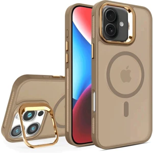 Bilişim Akademi iPhone 16 Stantlı Kılıf Lens Korumalı Kılıf Mat Magsafe Özellikli Kılıf - Gold