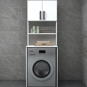 Dmz Home Concept Çamaşır Makinesi Dolabı, Çok Amaçlı Dolabı, Raflı Kapaklı Beyaz Renkli Mdf Lam