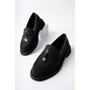 Marshetta Shoes Loressa Model Siyah Keten Kadın Loafer Günlük Ayakkabı