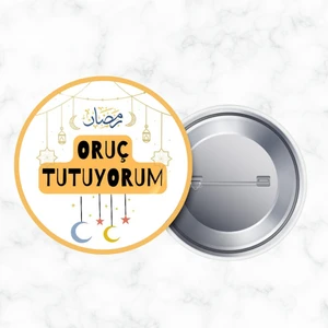 Oruç Tutuyorum Iğneli Yaka Rozeti 58 mm Büyük Boy
