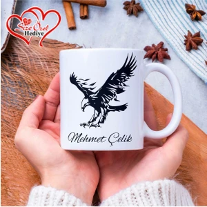 Kişiye Özel Isimli ve Kartal Temalı Kupa Bardak
