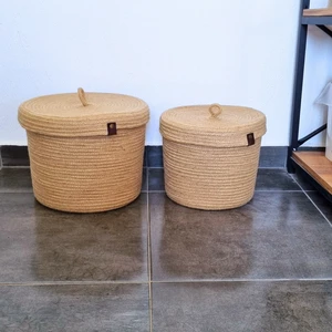 2'li Kapaklı Jüt Sepet Organizer, Hasır Düzenleyici Sepet , Kapaklı Sepet, Tress Jüt Organizer Düzenleyici, 2 Adet