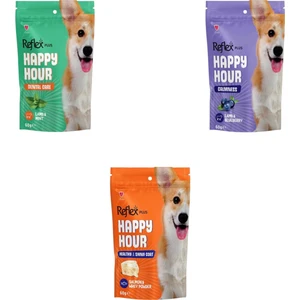 Reflex Plus Happy Hour (Parlak Tüyler-Ağız Diş Sağlığı-Sakinleşme) Destekleyici Köpek Ödül Bisküvi Maması 60gr 3 Adet