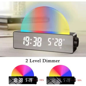RGB Ambiyans Alarmlı Masa Saati Şarjlı LED